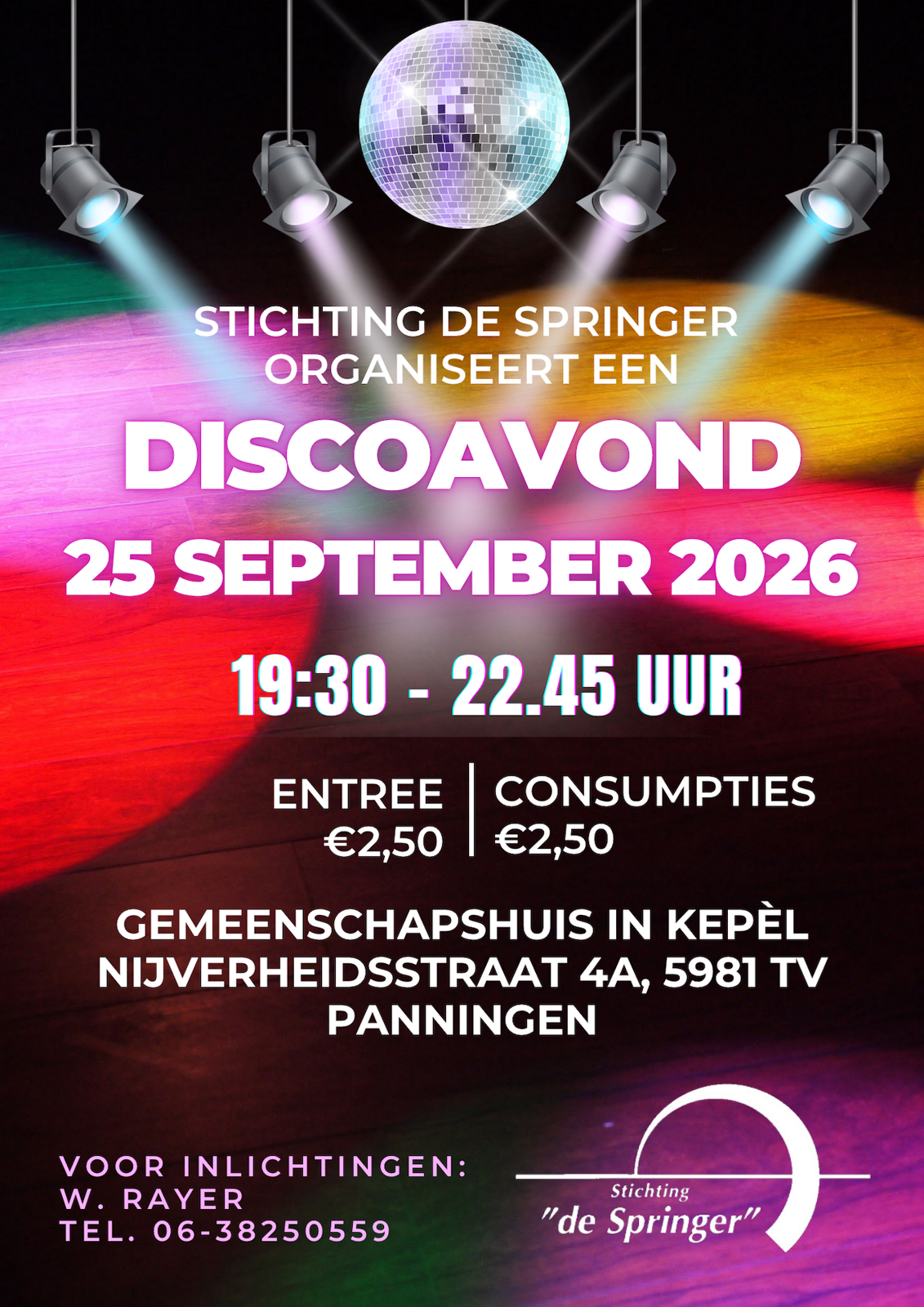 Discoavond de Springer 25 september 2026