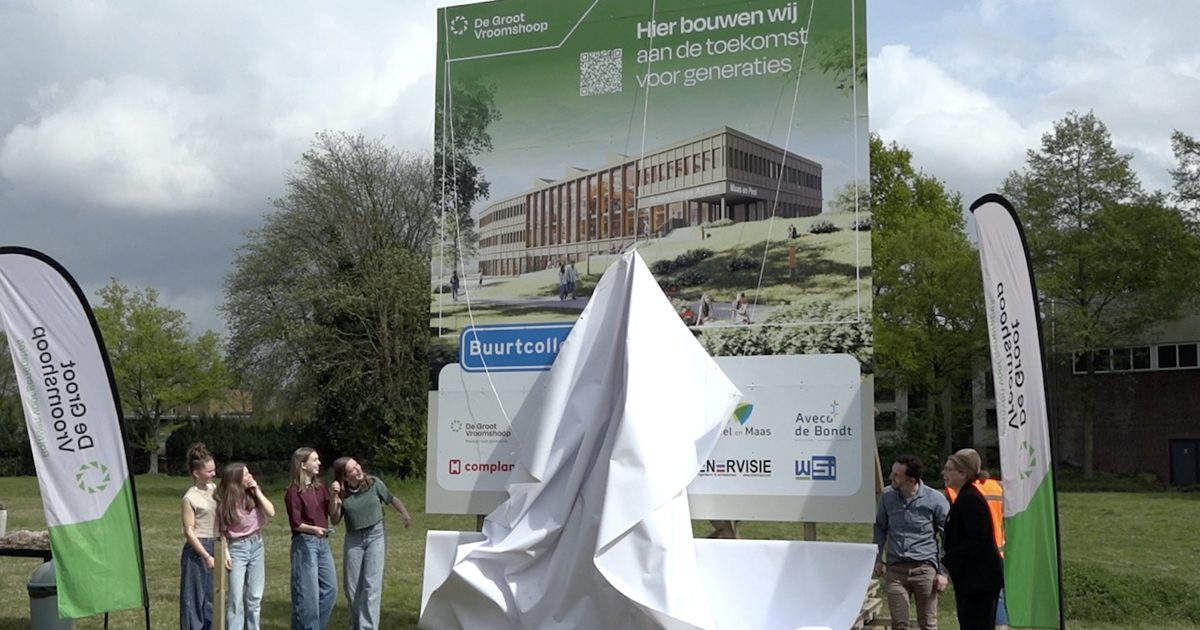 Nieuw schoolgebouw Buurtcollege krijgt gezicht met bouwbord