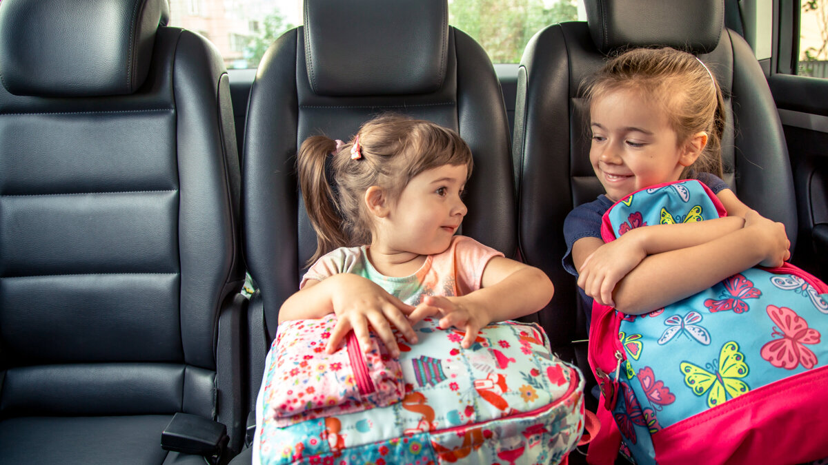 Kinderen in auto stock