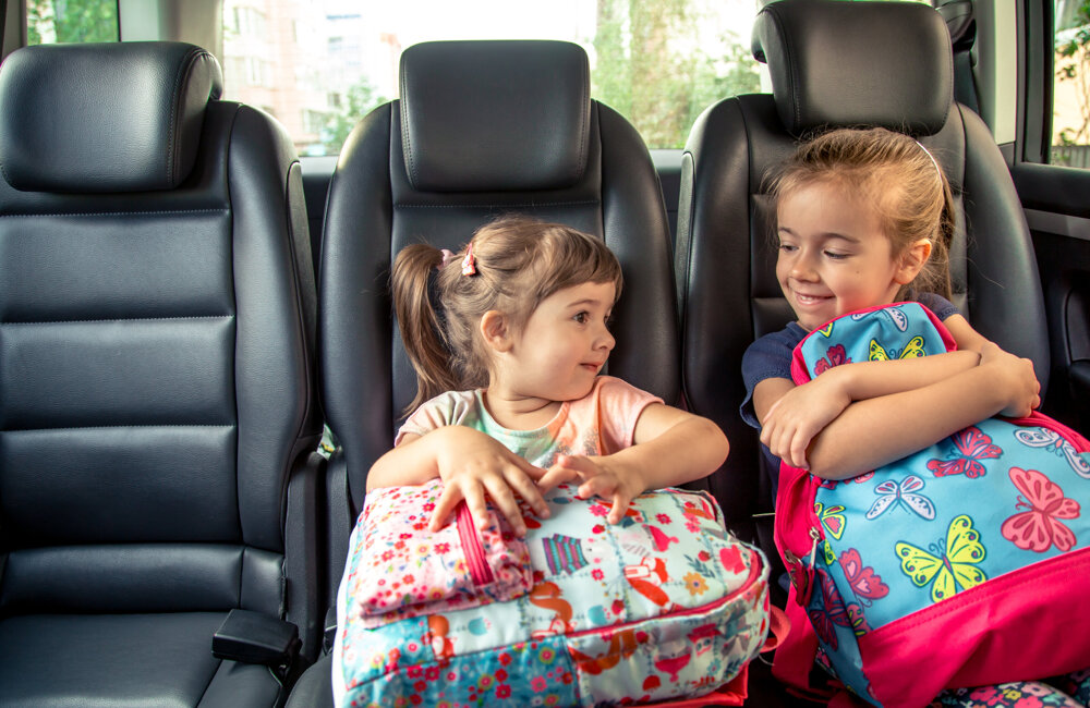 Kinderen in auto stock